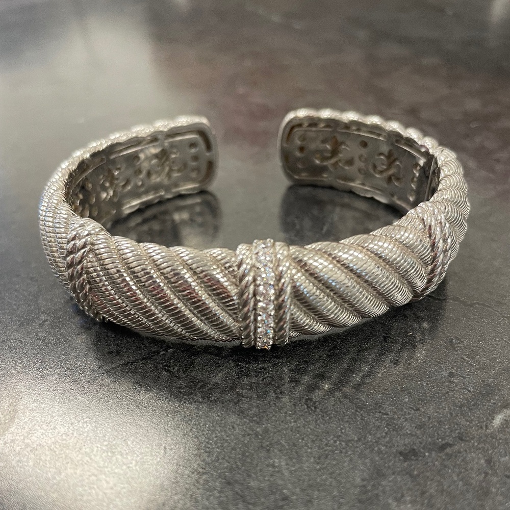 Judith Ripka Silver Diamonique Hinge Bangle